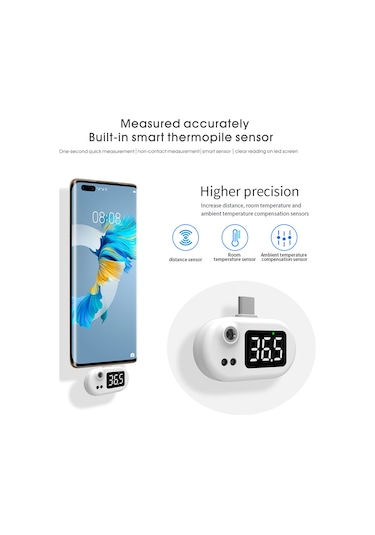 Xiyyadms Hi8us K8 Hg05 Tip-c Usb Akıllı Sıcaklık Ölçer - Telefon Bağlı, Pil Gerektirmeyen, 1 Saniye Ölçüm, Led Ekranlı, C/ F Dönüştürülebilir, Beyaz