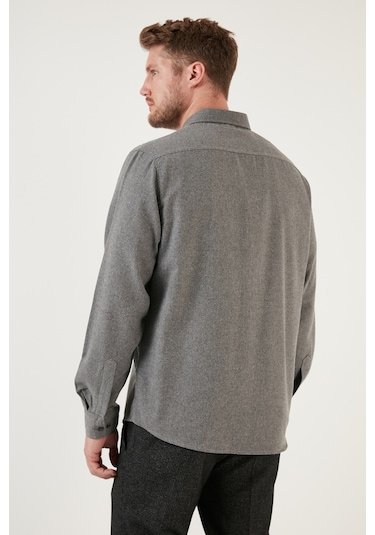 Buratti Pamuklu Regular Fit Düğmeli Yaka Kışlık Erkek Gömlek Cf24W127079 Koyu Gri Buratti Pamuklu Regular Fit Düğmeli Yaka Kışlık Erkek Gömlek Cf24W127079 Koyu Gri