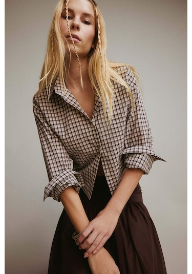 Defacto Coool Oversize Geniş Kalıp Crop Kareli Uzun Kollu Gömlek E6934ax25aubn549 Kahve Defacto Coool Oversize Geniş Kalıp Crop Kareli Uzun Kollu Gömlek E6934ax25aubn549 Kahve