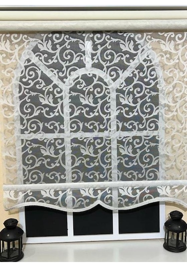 Çift Mekanizmalı Kirli Beyaz Tül Perde Ve Ekru Stor Perde Stb-103 Beyaz