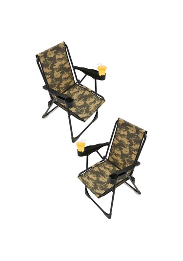 Silva 2 Adet Kamp Sandalyesi Bardaklıklı - Kamuflaj