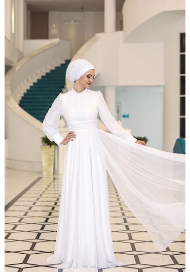 Raika Moda Şık Tasarım Tül Kübra Abiye Ekru
