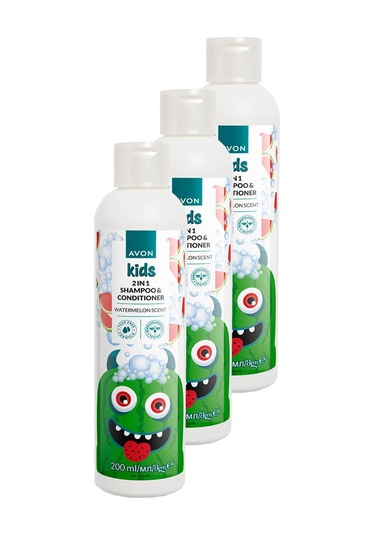 Avon Kids 2'si 1 Arada Karpuz Kokulu Çocuk Saç Kremi Ve Şampuanı 3 x 200 ML
