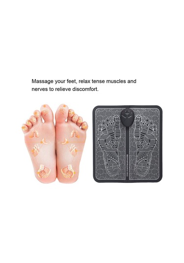 Padalink Ayak Tabanı Ems Akım Masaj Matı - 6 Mod 9 Seviye, Akıllı Otomatik Kapanma, Pilli, İç Çizgiler Stimülasyonu, Pu Deri Lacivert