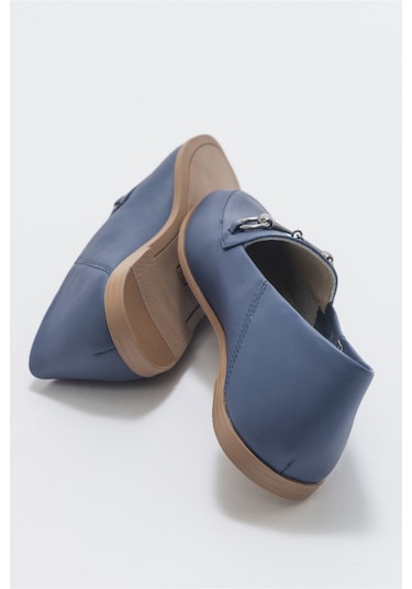 Luvishoes F03 Lacivert Cilt Kadın Babet Lacivert