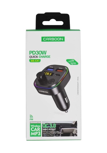 Carboon Fm Transmitter - Ms-c41 Premium 30w Üç Girişli 5.0 Bluetooth Fm Transmitter - Çakmaklıktan M