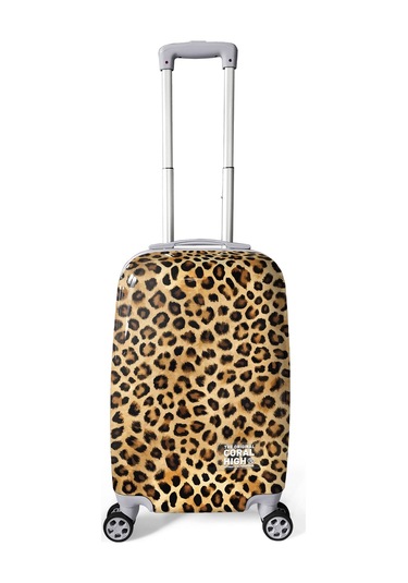 Coral High Kahverengi Leopar Desenli Pc Kabin Boy Valiz 50cm 16841 Kahverengi