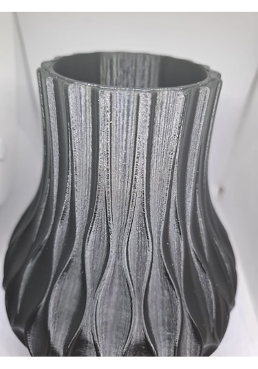 Dalga Desenli Vazo -20 Cm Siyah
