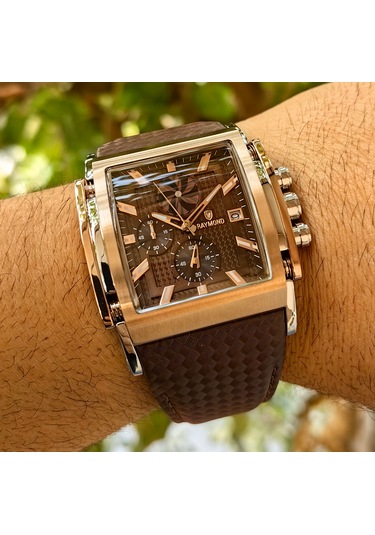 Raymond Kahverengi Erkek Kol Saati Gümüş - Rose Gold