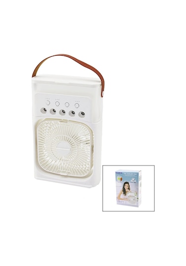 3in1 Hava Nemlendirme - Fan - Gece Lambası Masa Üstü Buzlu Vantilatör 360 Derece Usb Şarj 3kademe Hı