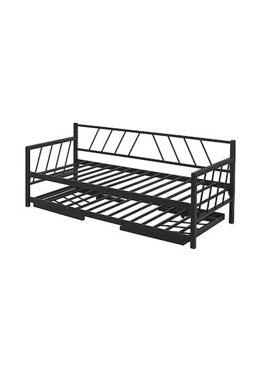Bedliga Glory Yavrulu Daybed Tek-Çift Kişilik Metal Karyola Siyah