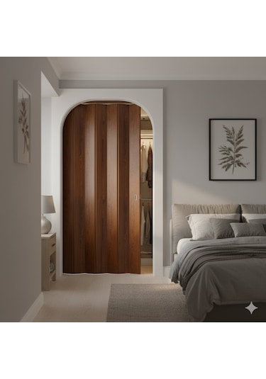 Katlanır Kapı Meşe 82x203 Cm Alan Tasarruflu Akordiyon Kapı Şık, Dayanıklı Ve Kolay Montaj