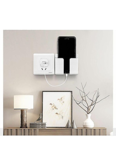 Yapışkanlı Cep Telefonu Şarj Standı Banyo Duvar Rafı Sabit Çok Amaçlı Depolama Başucu