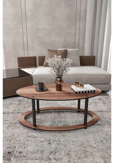 Hole Elips Orta Sehpa Ceviz Ceviz