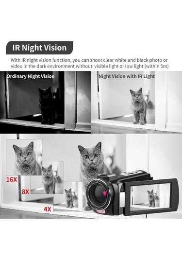 Ordro Camcorder IR Wi-Fi Gece Görüşü Dijital Video Kamera