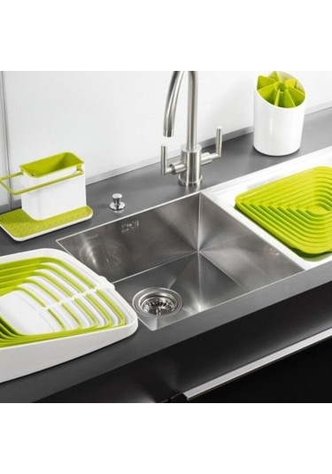 Pazly Sıyah Muftak Plastık Depo Raftı Drenaj Havlu Askısı Sünger Topu Tezgah Düzenleyıcı 21x11x13.5cm Siyah