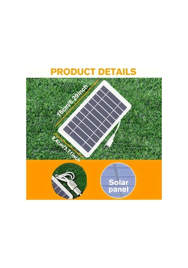 Elmpaly 2w Taşınabilir Güneş Panelli Şarj Cihazı Kampçılık Seyahat Telefon Şarj El Feneri Fan