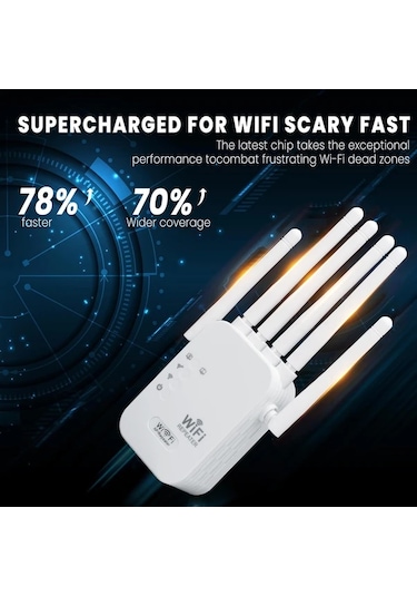 Xuweiwei Beyaz Eu Wifi Extender Wifi Sinyal Yukseltici Wıfı6 Uyumlu 6 Antenli 11000 Kare Metre 35 Cihaz