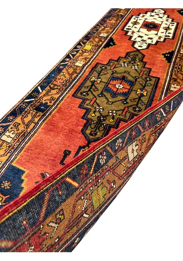 El Dokuma Antika Koleksiyonluk Yahyalı Halısı Yolluk 72x475 Kök Boya %100 Yün Kiremit