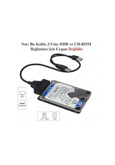 2.5 Inç Sata To Usb Hdd-Ssd Çevirici Dönüştürücü Kablo
