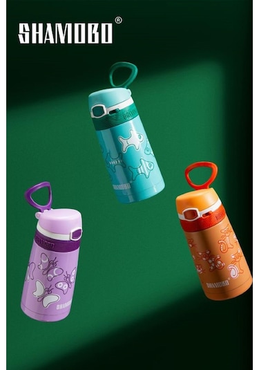 Shamobo 2li Set Pipetli Çelik Termos 350ml  - 6 Saat Isı Yalıtımı