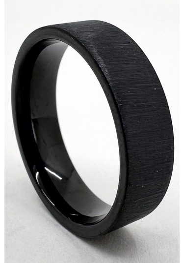 6mm Fırçalanmış Mat Düz Kadın Erkek Çelik Alyans Yüzük Cl46 Siyah
