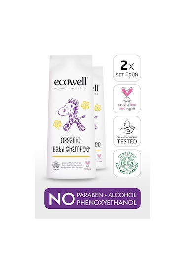 Ecowell Organik Bebek Şampuanı 2 x 300 ML