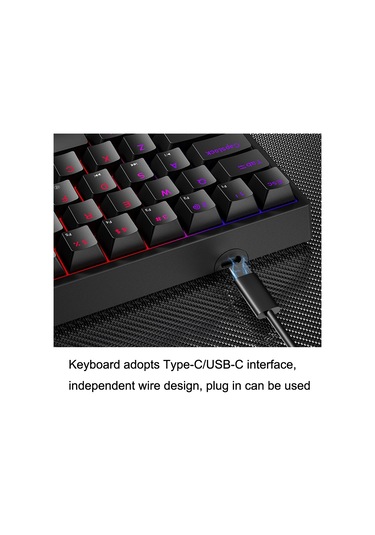 Leaven K620 61 Tuşlu Isıtılan Takılabilecek Parlak Oyun Kablosuz Mekanik Klavye, Kablolu Uzunluk: 1.8m, Renk: Beyaz Siyah Kırmızı Eksen