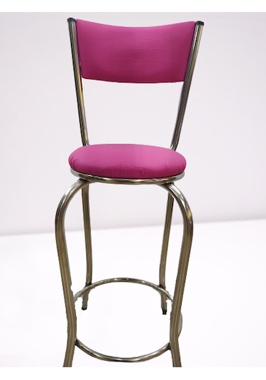 Bengimobilya Sandalye Bar Tipi Yüksek Model Pembe Fuşya 1Adet Metal Çelik Nike