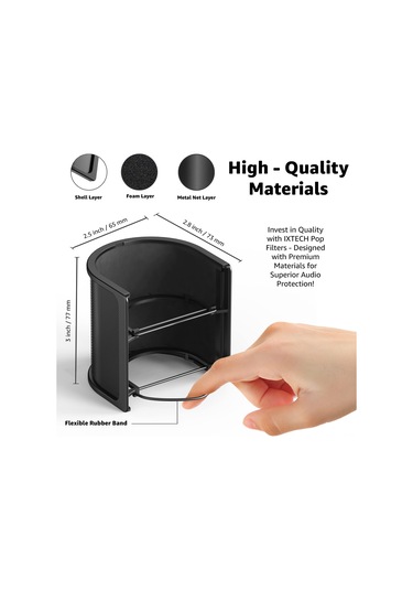 Hfambition Siyah Metal Mikrofon Anti-püf Ağı - Patlatıcı Sesleri Filtreler, Kolay Kurulum, Yaygın Uyumlu 10"