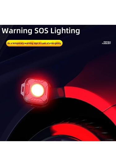 Cob Cep Lambası Anahtarlık El Feneri Usb Şarj Edilebilir 6 Mod Süper Parlak Mini Taşınabilir Mıknatıslı Çalışma Işığı Açık Hava Kampı Kırmızı Beyaz Işık-6 Mod