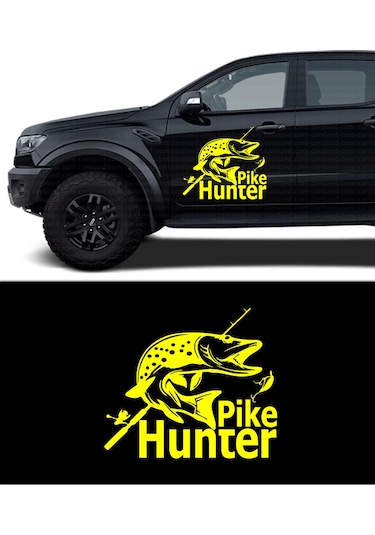 30 X 30 cm - Pike Hunter Oto Sticker. Balık Avı Oto Sticker