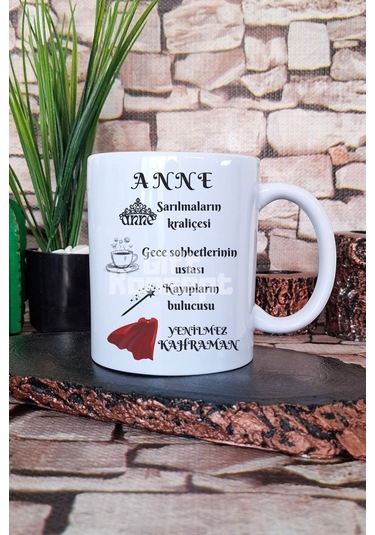 Kraliçe Anne Anneler Günü Anneye Hediyelik Baskılı Çay Kahve Sunum Kupa Bardak Beyaz