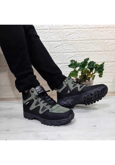 Sky Blue Haki 0050 Fermuarlı Bağacaklı Kaymaz Erkek Bot 001