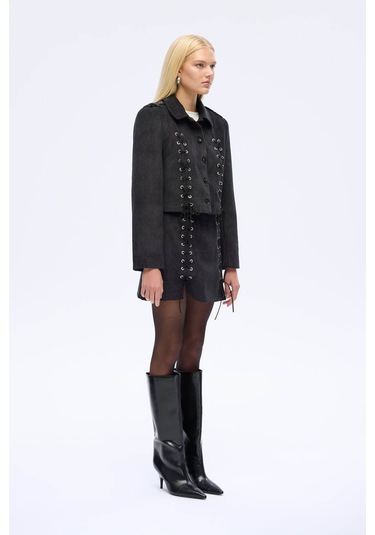 Quzu Siyah Kadın Ceket Ckt01039 Siyah