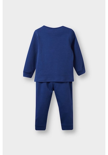 Defacto Erkek Bebek Pijama Takımı Dinozor Baskılı Uzun Kollu Üst Uzun Alt F0530a525auın59 İndigo