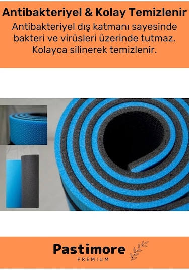 Taşıma Askılı Konfor Modeli Çift Taraflı Kaymaz Yoga Meditasyon Minderi Mavi Siyah Mat Çok Renkli