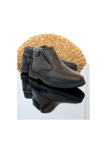 Konfores 391 Hakiki Deri Anatomik Erkek Bot - Siyah - 40 Siyah