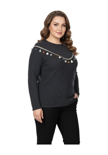 Wearon Kadın Yumoş Önü Püsküllü Modelli Bluz Bgl-st05142 Antrasit