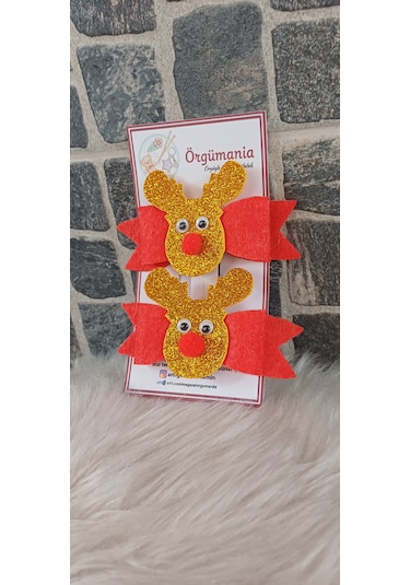 Geyik Yılbaşı Tokası- Çıtçıtlı Toka Kırmızı