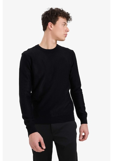 Defacto Standart Fit Bisiklet Yaka Triko Kazak C9618ax25aubk27 Siyah