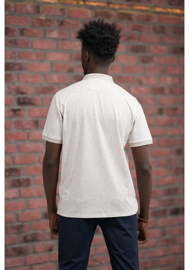 Advante Regular Fit Likralı Çizgili Polo Yaka T-shirt Kahverengi