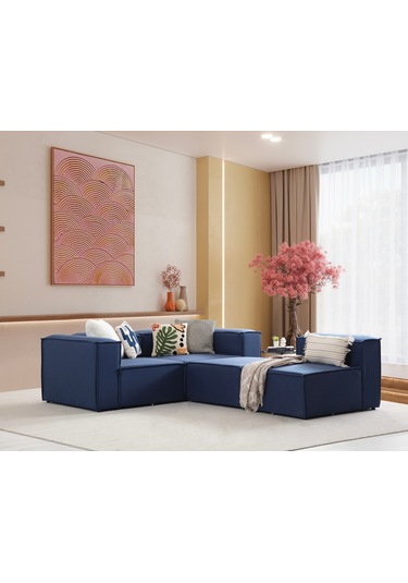 Nova 4 Modül Modüler L Köşe Koltuk Takımı Lacivert