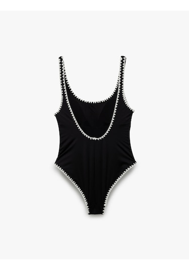 Koton Astarlı U Yaka Kroşe Detaylı Mayo Siyah 5sak20050mm Siyah