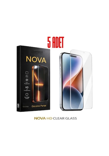 5 Adet Nova Hd Series Apple iPhone 14 İçin Uyumlu Temperli Cam Ekran Koruyucu