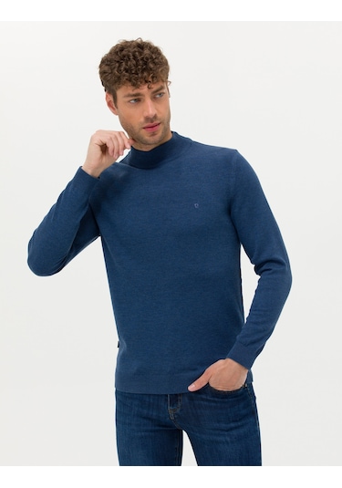 Pierre Cardin Erkek İndigo Melanj Triko Kazak 50276161-vr155 İndigo Melanj