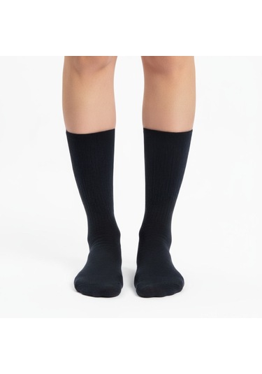 Gost Liria- 5 Li Siyah Ribanalı Unisex Soket Çorap Siyah
