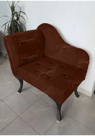 Yeni Model Tekli Köşe Koltuğu Josefin Bench Siyah Ayak Kahve