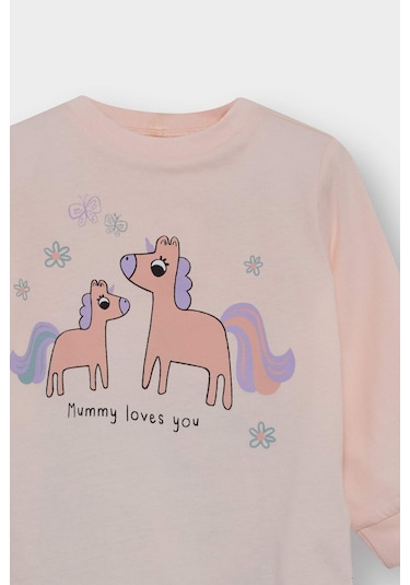 Defacto Kız Bebek 4lü Pijama Takımı Unicorn Baskılı Uzun Kollu Penye Üst Uzun Alt F7201a525aupn350 Pembe