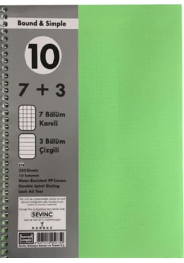 A4 7+3 250 Yaprak Pp Kapak Ayraçlı Defter Adet